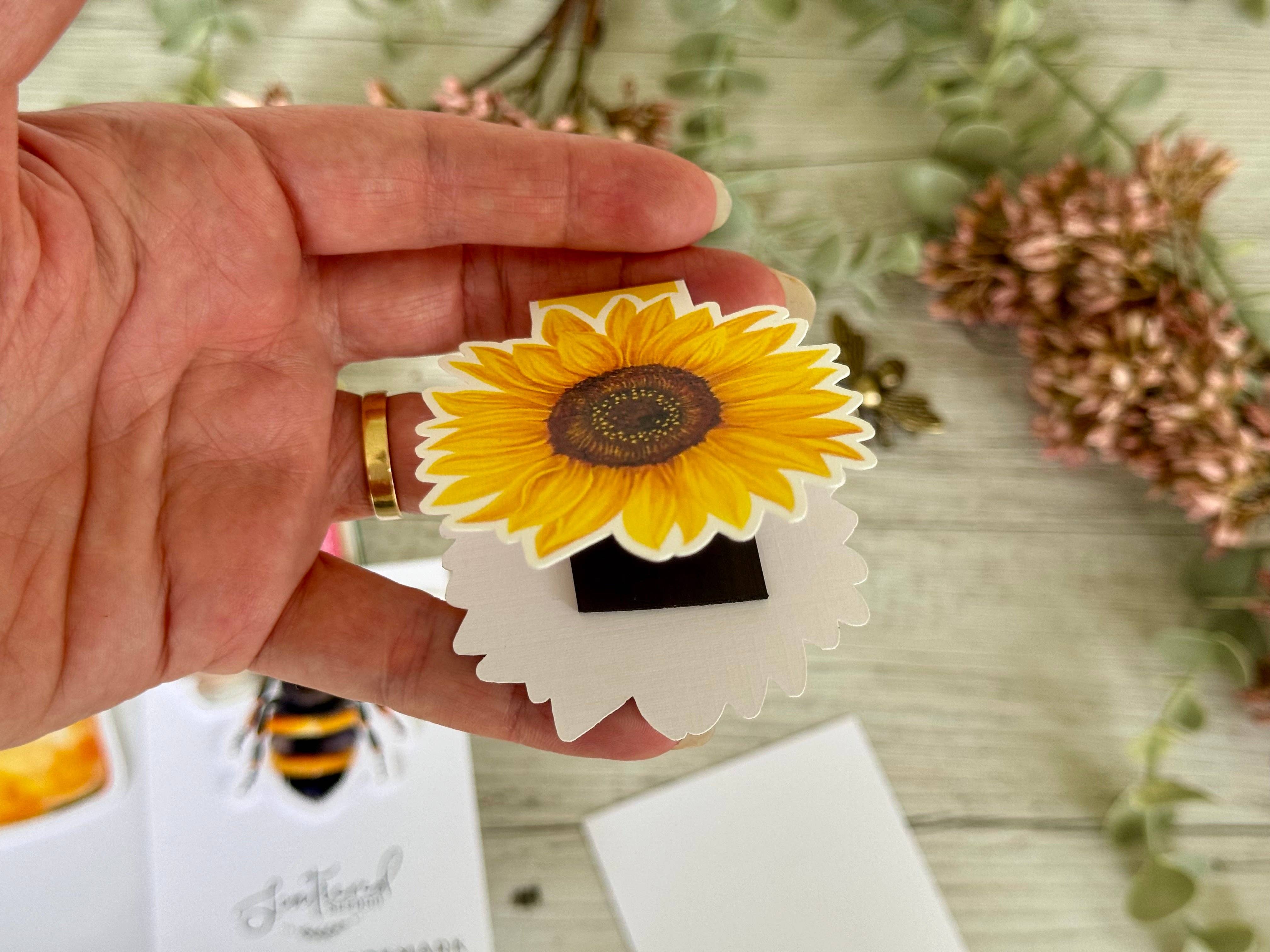 Scattered Seed Co - Wholesale Bookmark - Sunflower and Bee & Honey MAGNETIC BOOKMARKS2