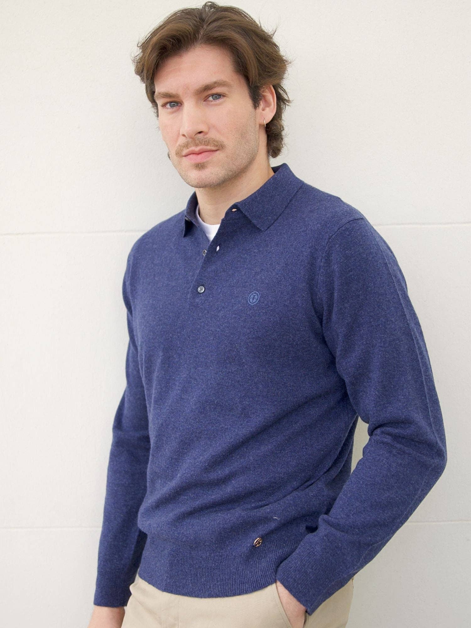 Bel Cashmere S.C. – wholesale Pikétröja – Herr – Herrtröja i kashmir med krage Röd3