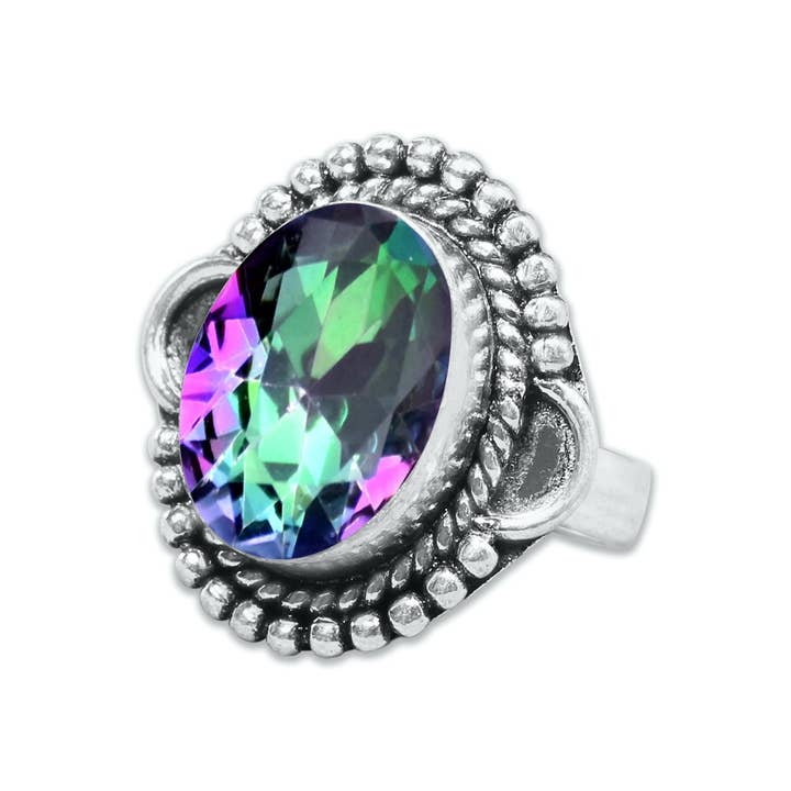 Handmade Jewels - Wholesale Cocktail/Statement Ring - Mystic Topaz Rings For Women Rainbow Mystic Topaz Crystal Handmade Rings Jewelry13