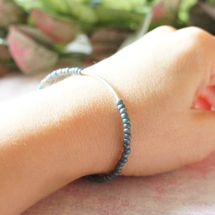 Sentimento - Vente Bracelet de perles - Bracelet Barre en Argent Sterling Turquoise et Bleu3