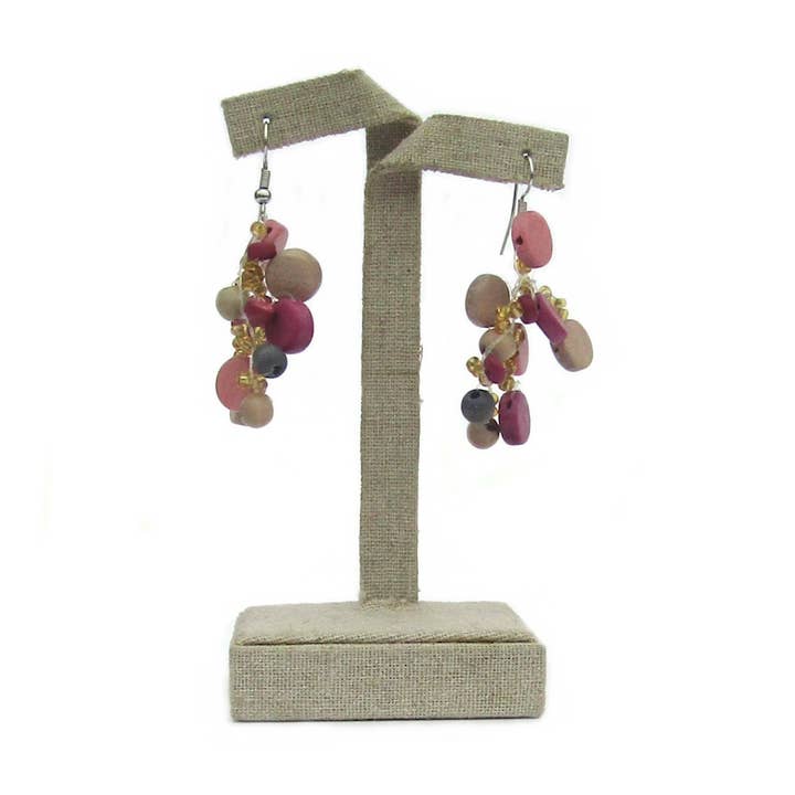 Elona roze hangende oorbellen met kralen voor wholesale door Katie and Company