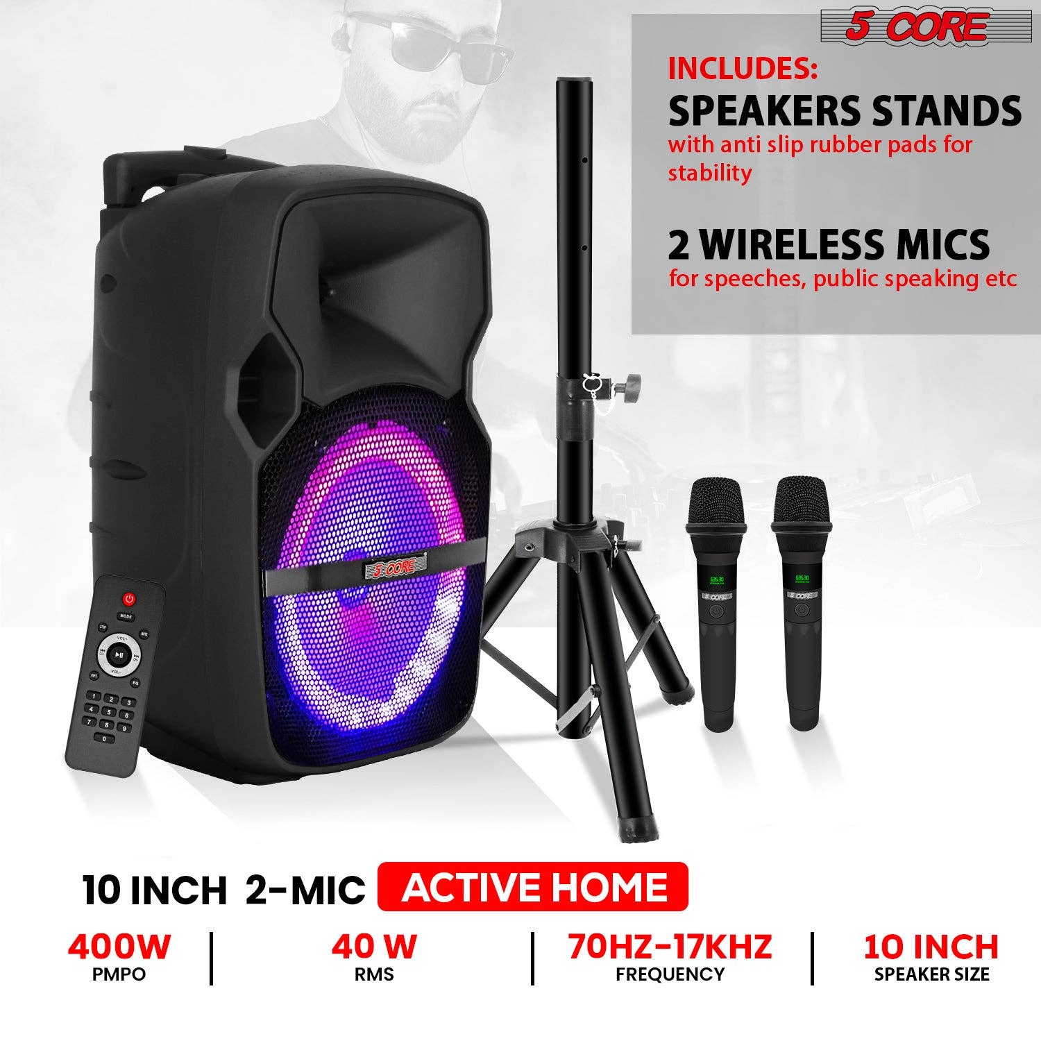 K Cube Inc - Wholesale Speakers - 5Core Party Speaker 2Pc Bluetooth 400W Active PA DJ System2