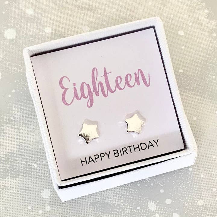 The Gift Club - Wholesale Stud/Post Earrings - 18th Birthday Personalized Star Stud Earrings0