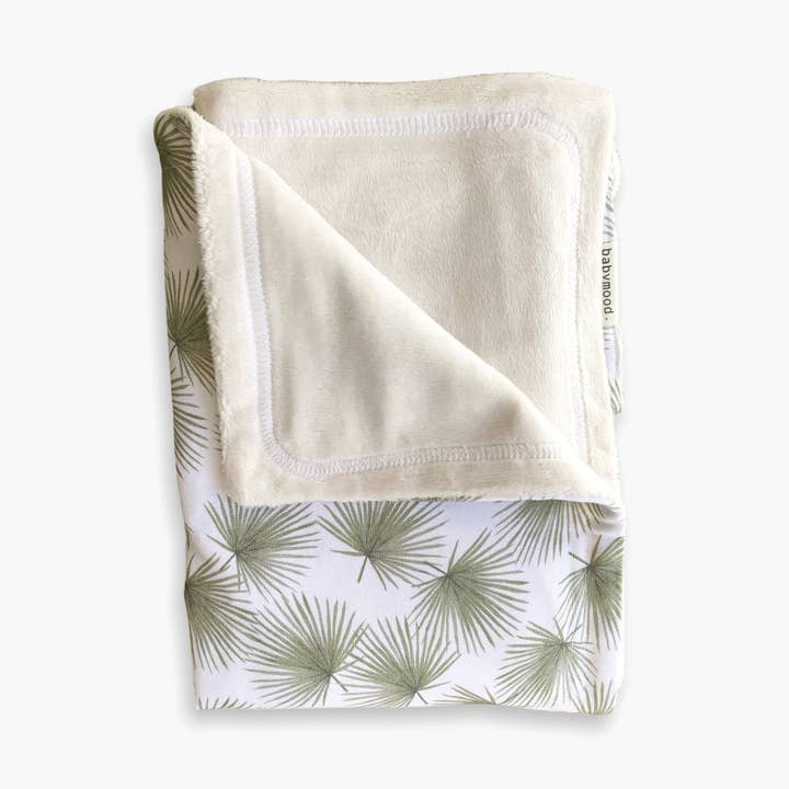 2-seitige Babydecke Bambus & Minky | Green Palms für den Großhandel von Babymood AS