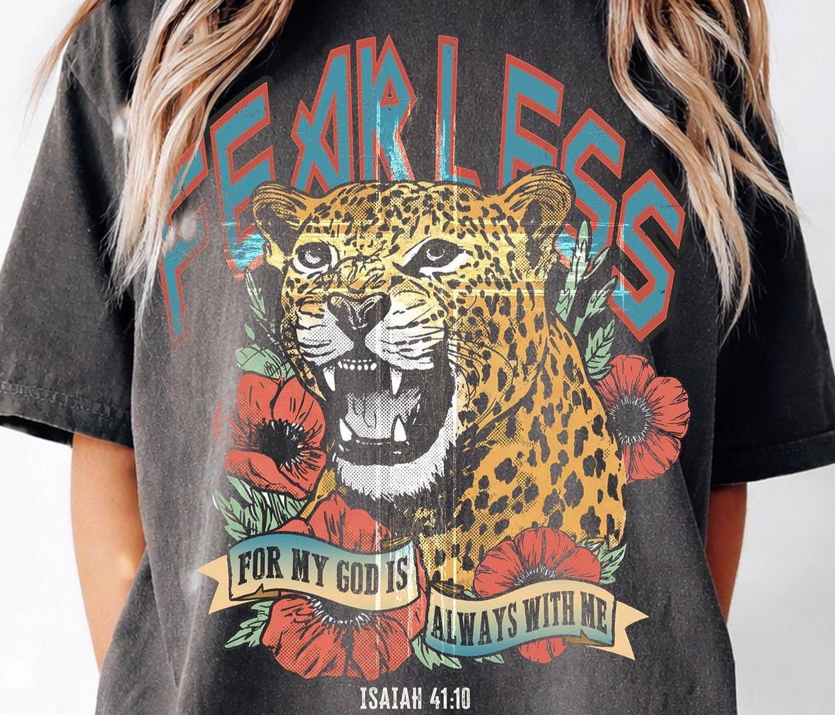 Fearless Boujee Leopard Graphic Tee Pepper and other Wholesale running authentique for your store trending on Faire.