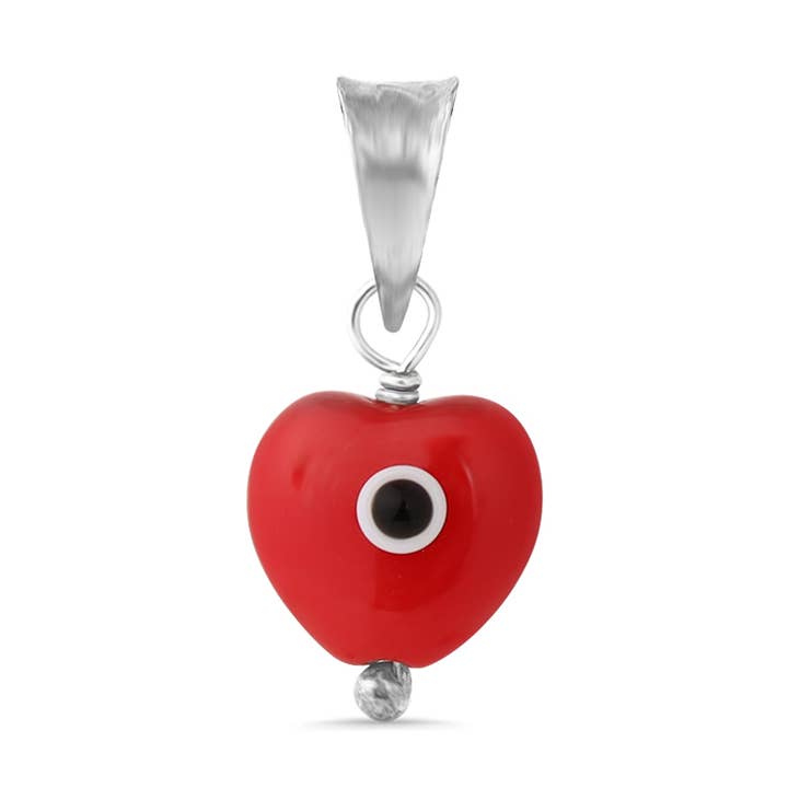 Sterling Silver Heart Red Evil Eye Pendant for wholesale by WJW