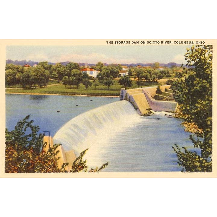 Postal OH-127 Presa en el río Scioto, Columbus para venta al por mayor de Found Image Press