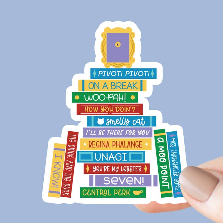 Friends Book Stack Sticker for wholesale by Chapter & Craft Studio