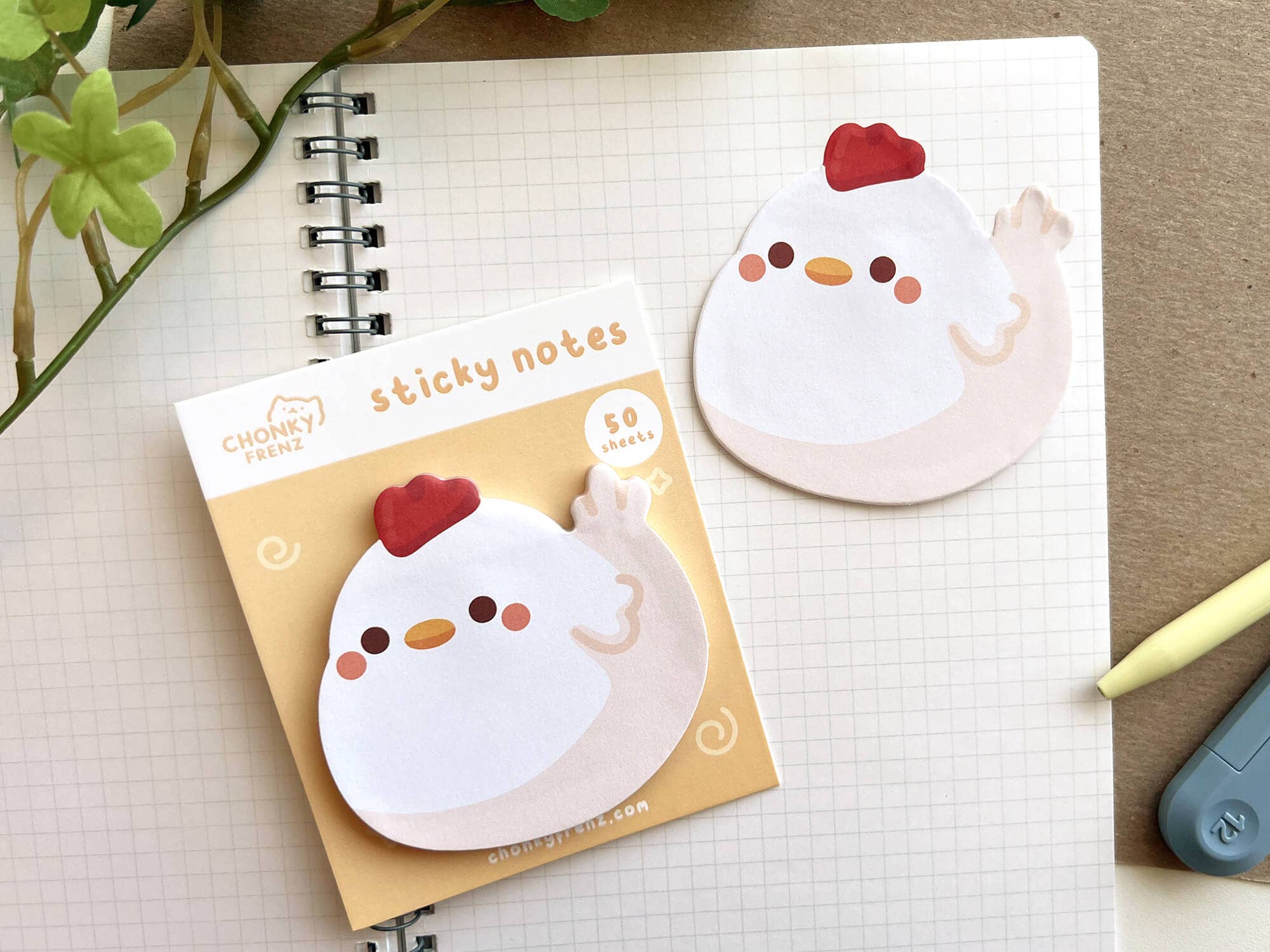 Chonky Frenz - Wholesale Sticky Notes - Chicken Die-Cut Sticky Notes1