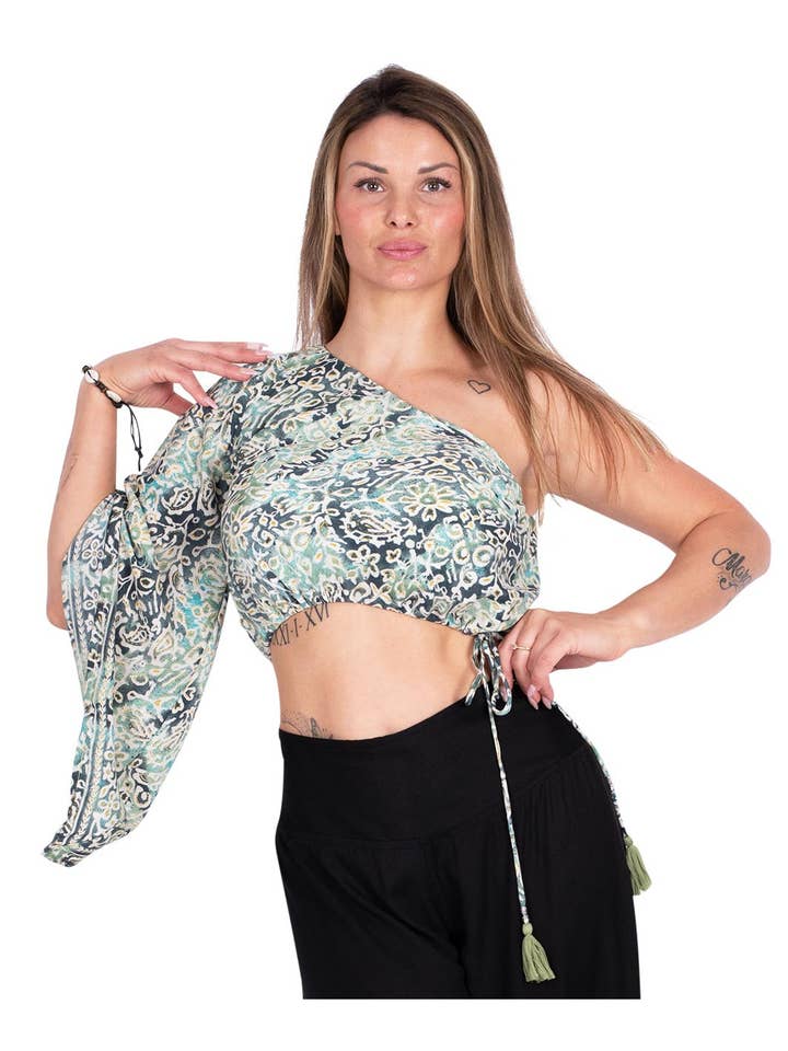 Blusa assimétrica de uma manga por atacado de Kimago Look