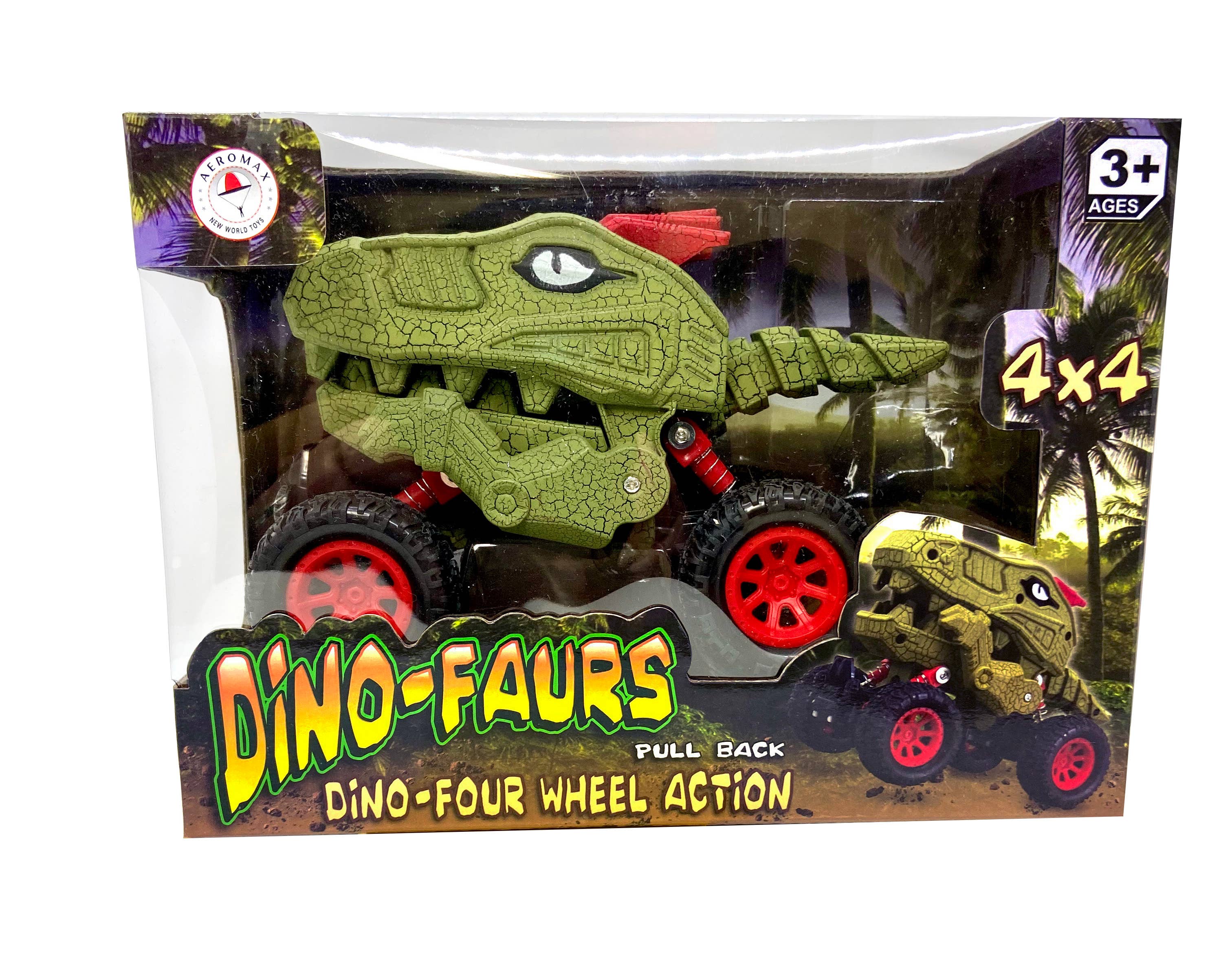 Aeromax Toys - Wholesale Toy Car/Truck - Kids - Pull Back 4 Wheel Dinosaur Truck In Window Gift Box0