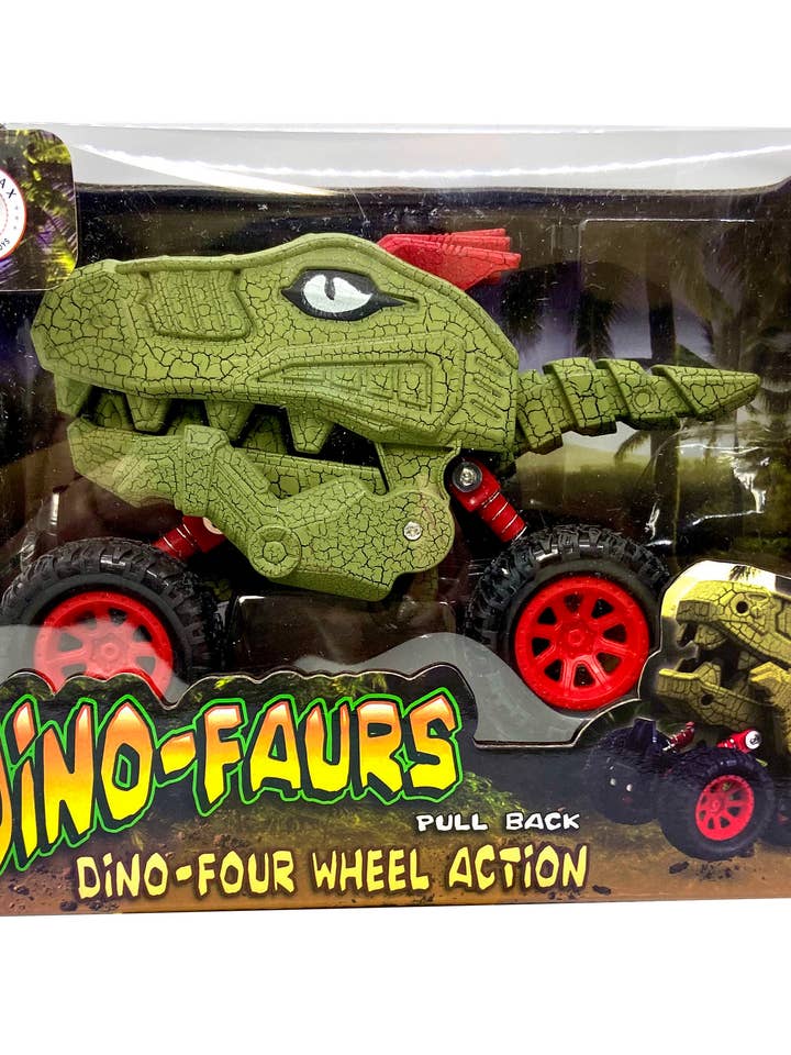 Pull Back 4 Wheel Dinosaur Truck In Window Gift Box for wholesale by Aeromax Toys
