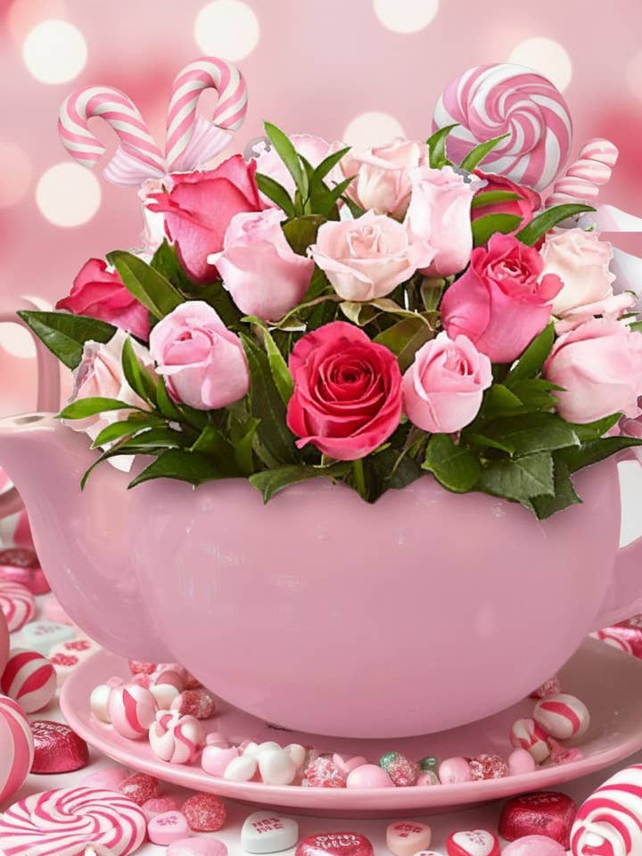 Valentine Pink Teapot Flower Soap Gift for wholesale by Naturally Gifted