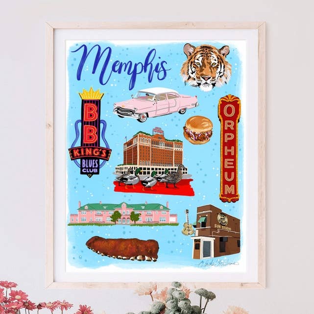 Memphis, TN Map Art Print for wholesale by Talula Christian