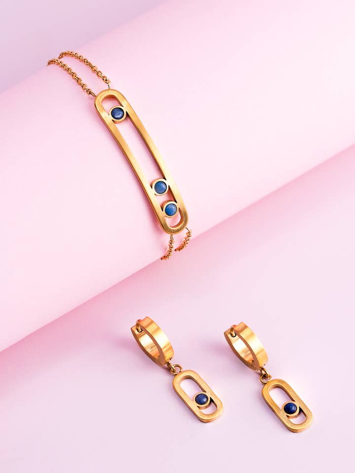 Armband und Ohrringe mit blauem Aventurinstein für den Großhandel von Didyma