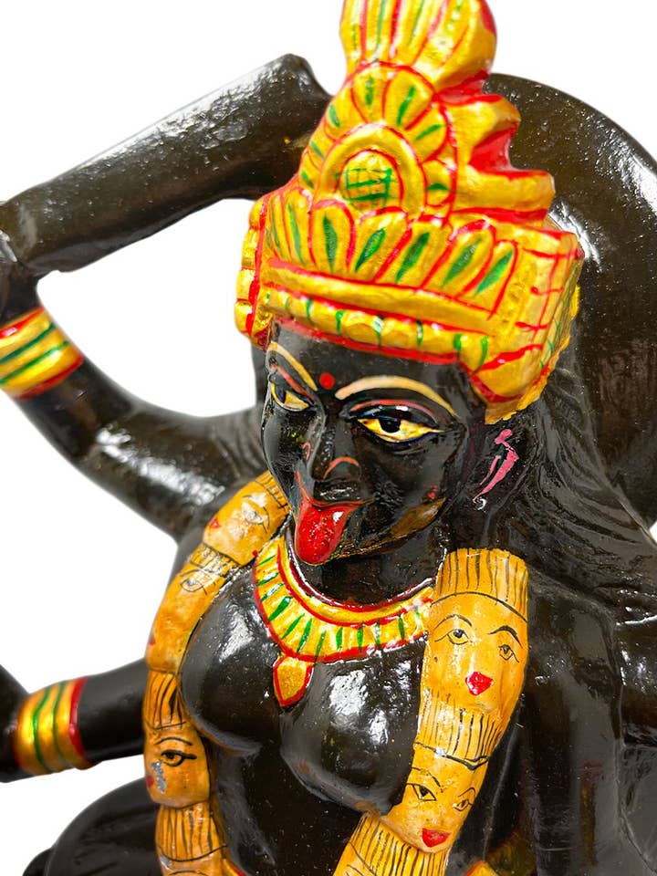 Estatua de Kali Ma pintada a mano hecha de piedra para venta al por mayor de The Deva Shop
