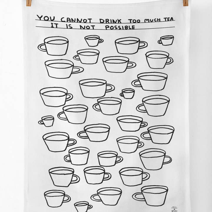 David Shrigley x Brainbox Candy – wholesale Tea towel – Funny Gift - Too Much Tea - Tea Towel By David Shrigley0
