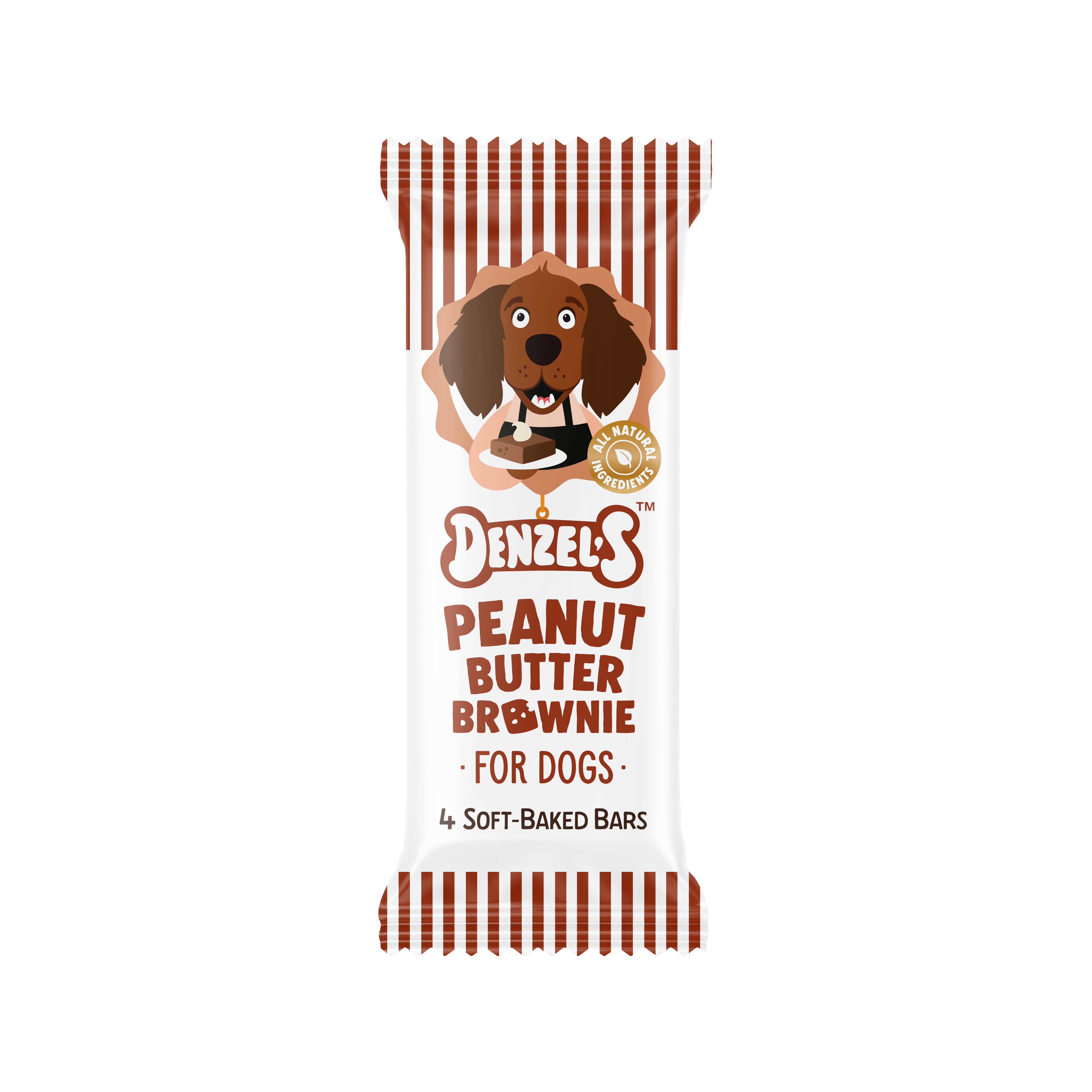 Denzel's - Healthy Dog Treats – wholesale Pet treats – Dog – Vegan Peanut Butter Brownie Soft-Baked Bars for Dogs