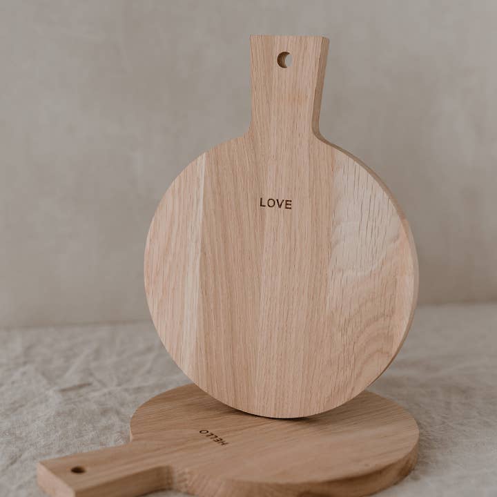 Eulenschnitt – Großhandel Schneidebretter – Mini Schneidebretter Hello Love Eiche 2er Set (VE = 5 Sets)3