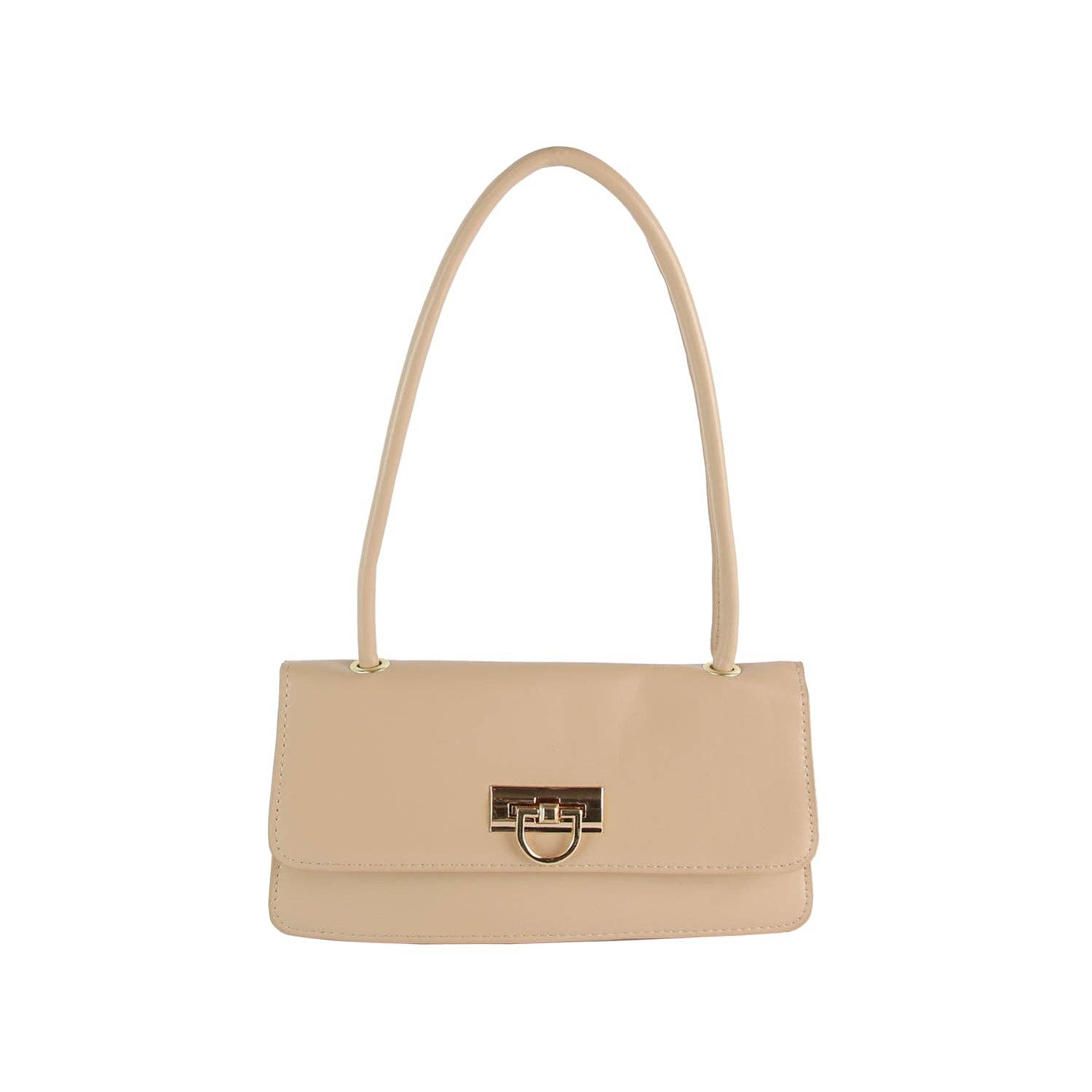 Handbag Factory Corp - Wholesale Shoulder Bag - Women's - Top Handle Gold Clasp Boxy Shoulder Bag6
