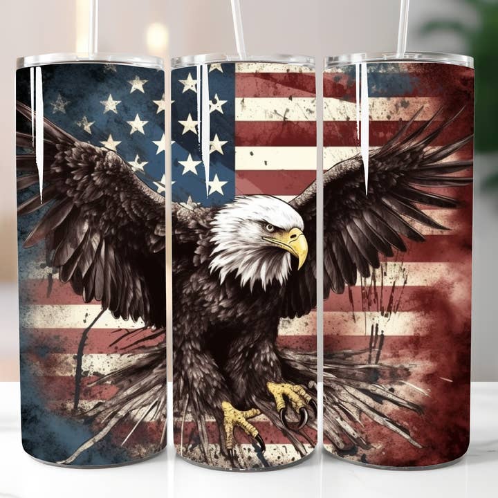 Flying Eagle American Flag Tumbler for wholesale by Goforth Creations