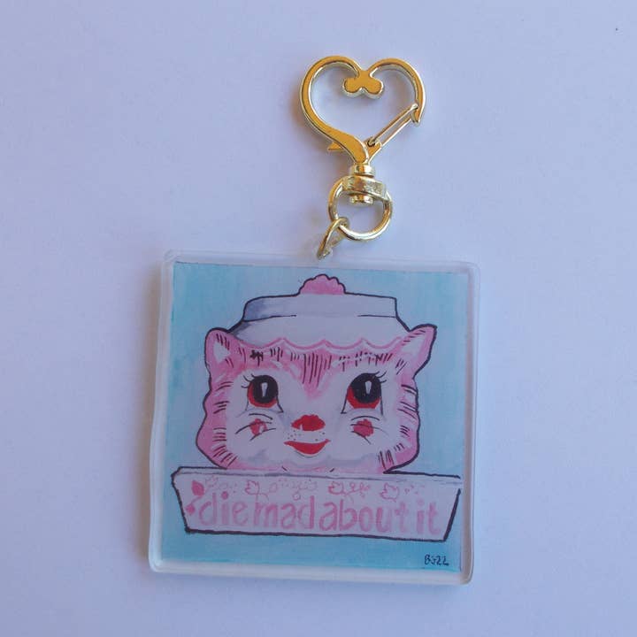 Die Mad About It Sassy Pyrex Keychain for wholesale by Briana G. Illustration