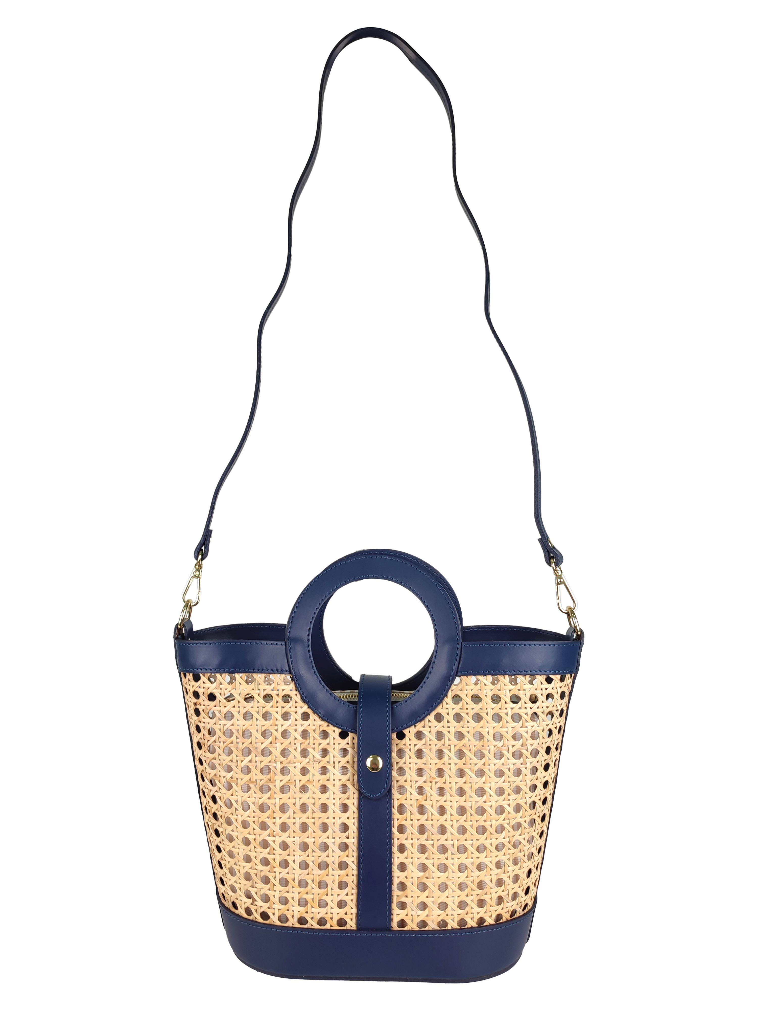 Florence Leather – Engroshandel Taske med håndtag – til kvinder – Rattan taske med læderdetaljer7