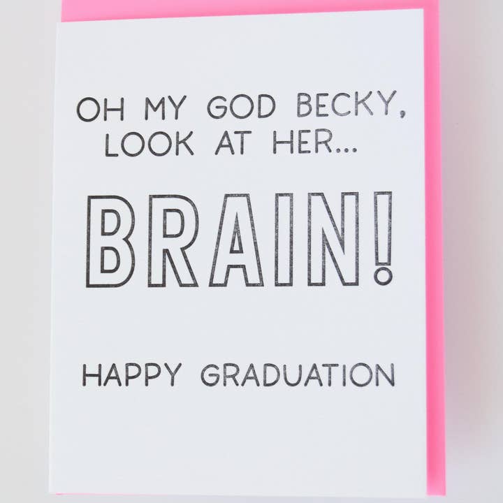 La Folie Press - Wholesale Graduation Card - Look at Her Brain Funny Happy Graduation Letterpress Card