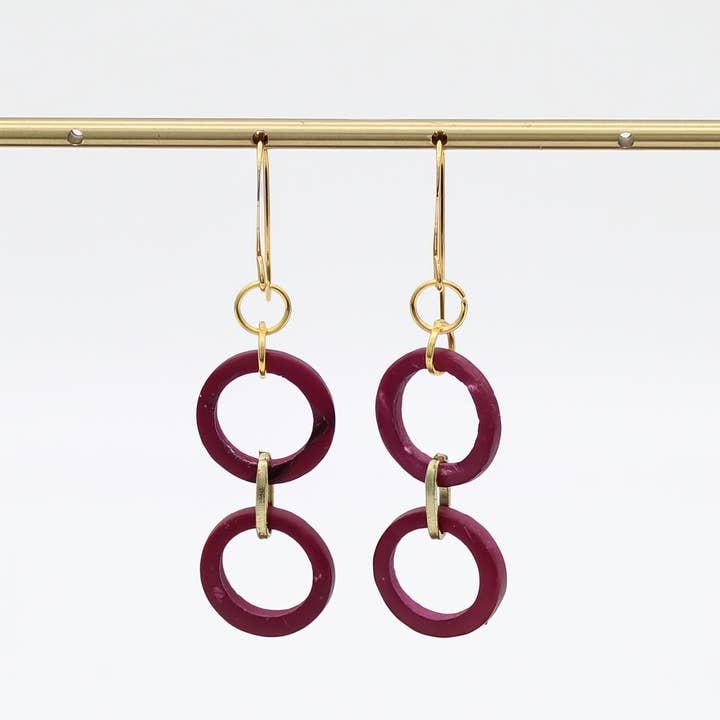 Fuchsia Double Link Drop Earrings for wholesale by Sylca Designs
