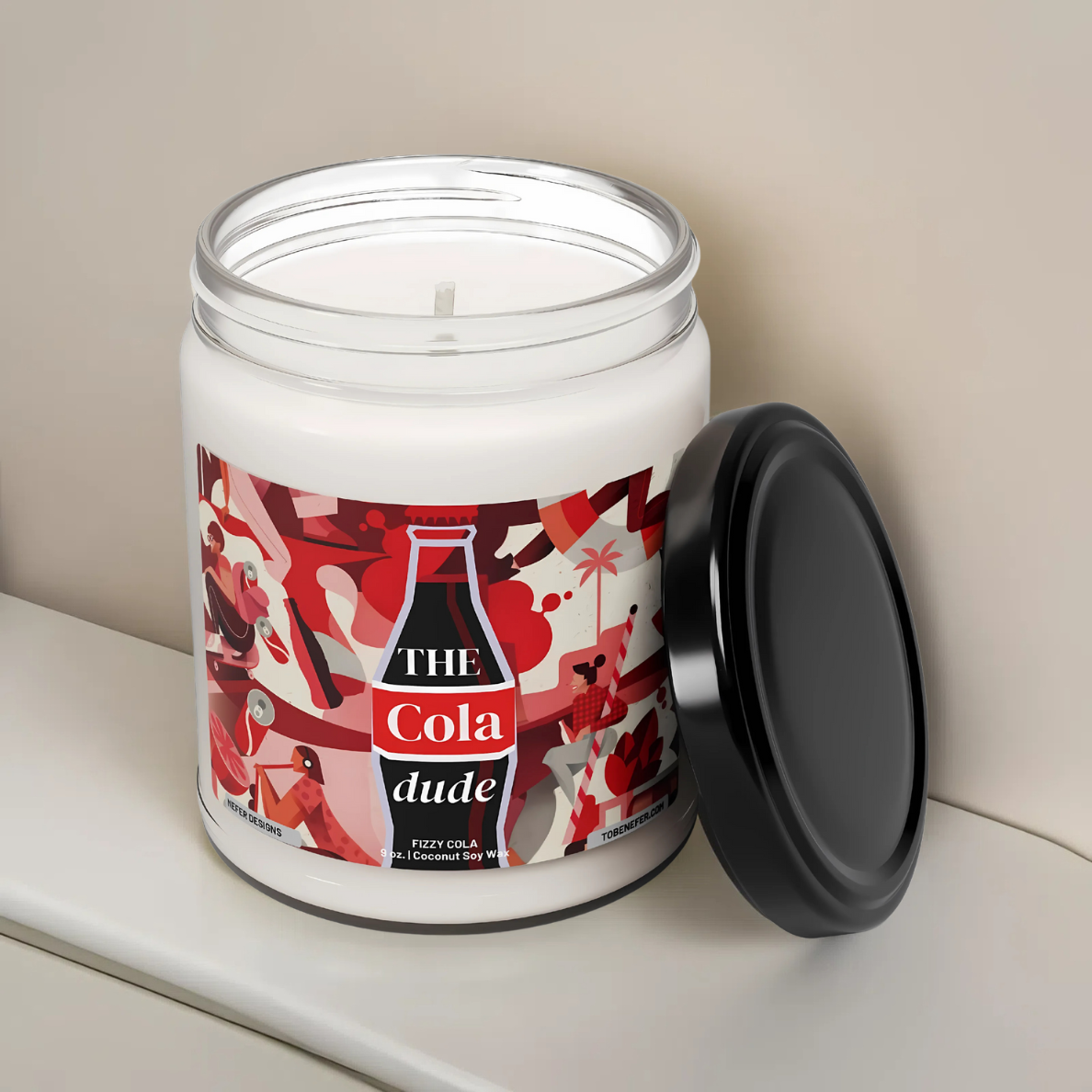 Nefer Designer Candles & Home Decor - Wholesale Jar/Filled Candle - The Cola Dude | Hand Poured 9 oz Soda Pop Soy Candle5