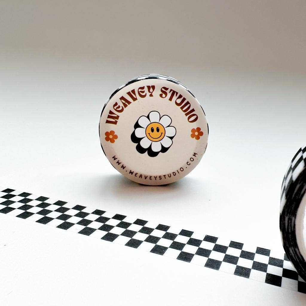 Weavey Studio - Vente Rubans adhésifs Washi - Weavey Studio, ruban washi à carreaux noir et blanc0