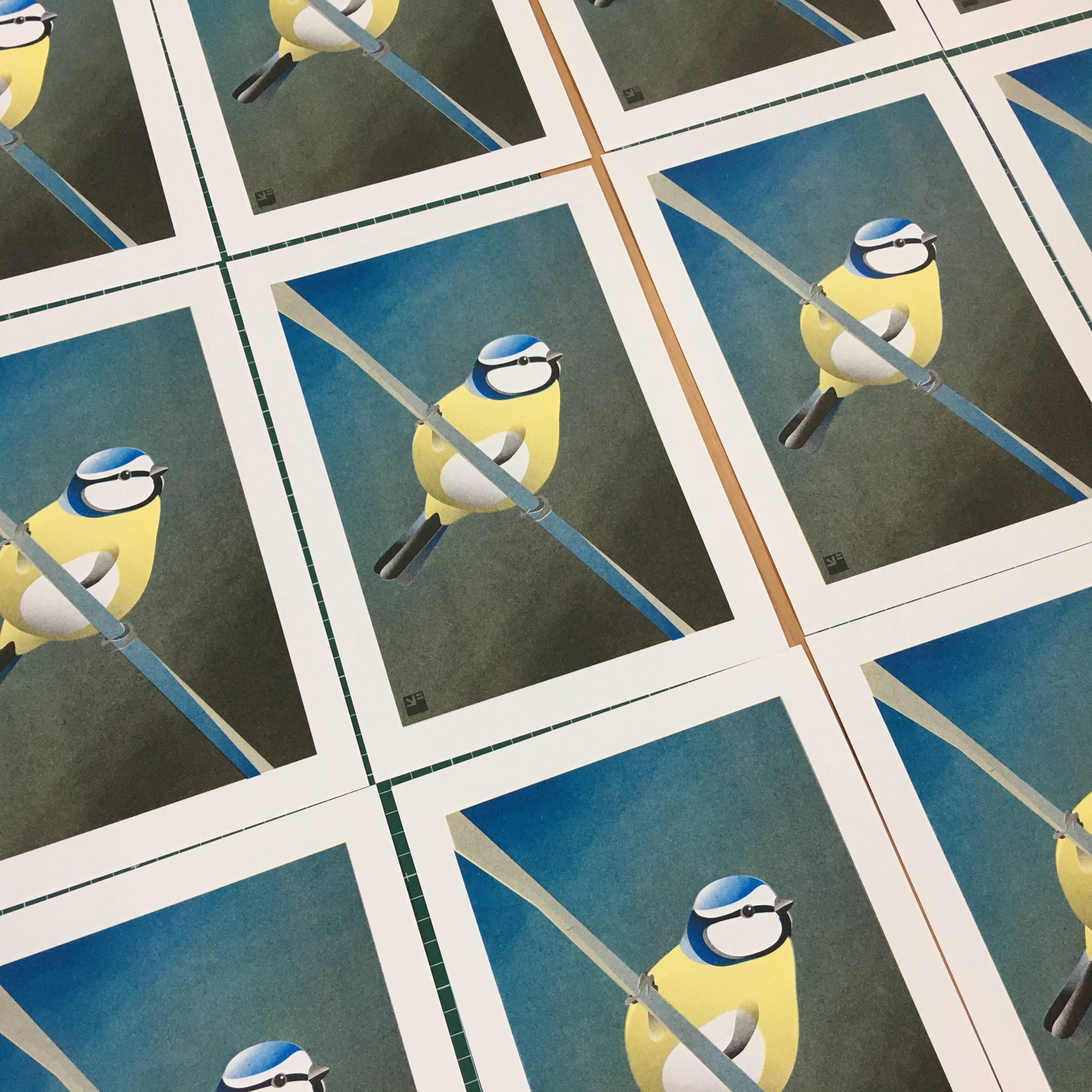 VrijFormaat - Wholesale Art Print - riso print - Blue Tit - Bird art print - A42