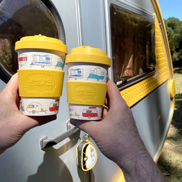 Amarillo otoño Taza de viaje de bambú | 400ml | Colecciones Van Go 'Otoño' Amarillo de venta al por mayor en Faire4