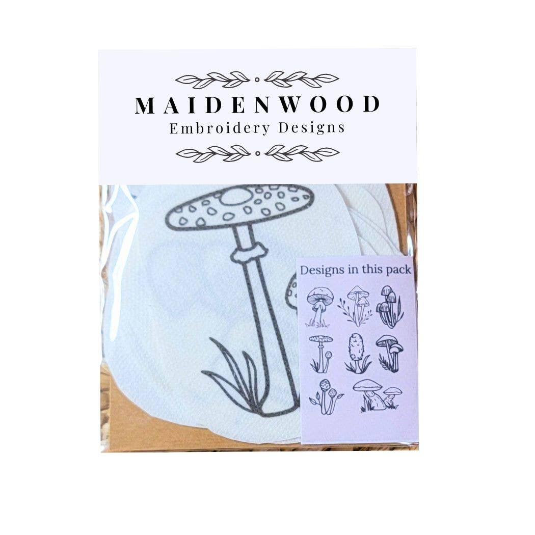 Maidenwood Embroidery Designs - Wholesale Embroidery/Cross Stitch Supplies - Wild Mushroom Hand Embroidery Stick and Stitch Patches1
