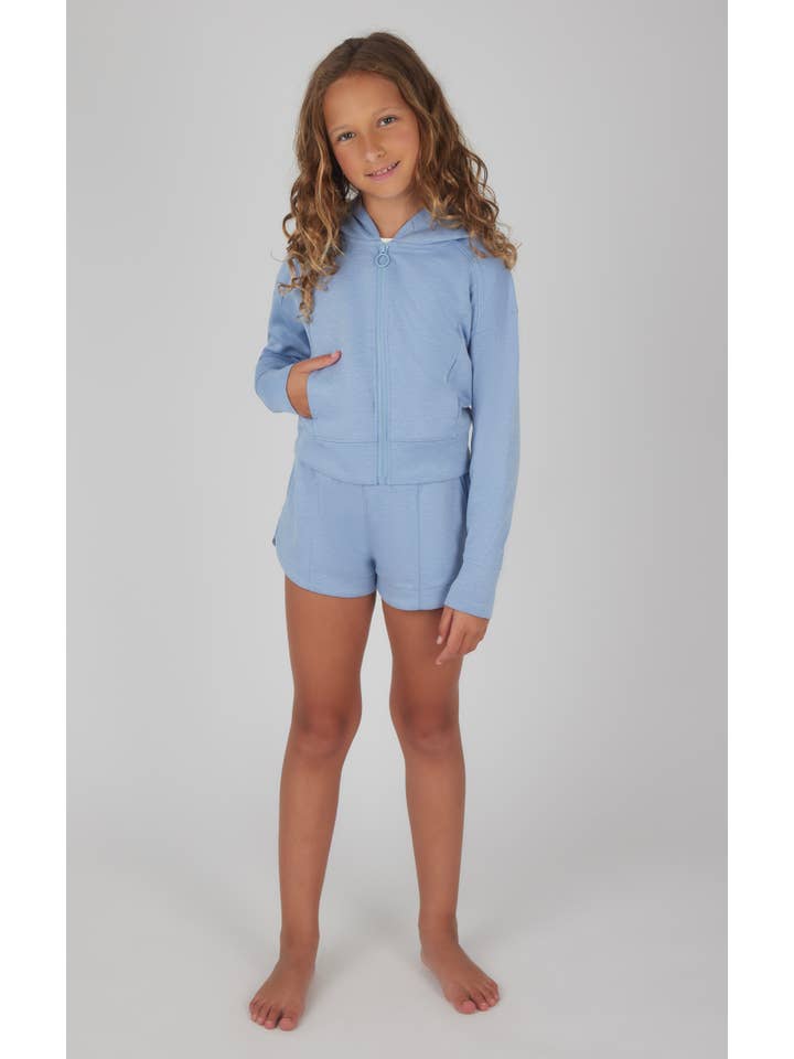 90 Degree by Reflex - Wholesale Top & Pant Set - Kids - Girls Scuba Jacket, Rib Tank, Short - 3 pc SET