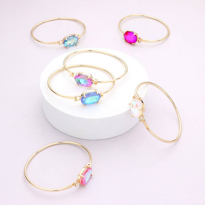 Pulsera ovalada con gancho de metal y piedra para venta al por mayor de Sensibling Corp.