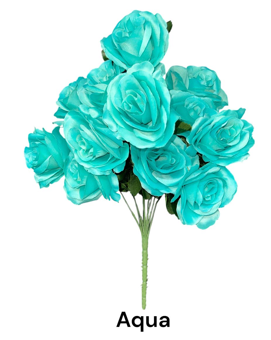 Thompson Wholesale - Wholesale Artificial Flowers - Color Fast Lillian Open Rose Bush (30 PK)1