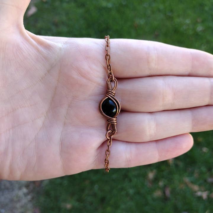 Mossy Mushroom – Engroshandel Armbånd med led og kæde – Obsidian armbånd, Yule Gaver til hekse, Jordforbindelse smykker, Åndelig bryllupsgave til hende, guddommelige feminine smykker, hedenske tilbehør
