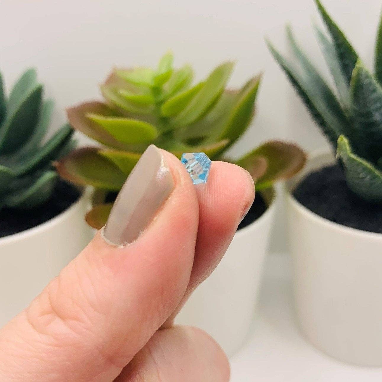 Guerrilla Charm - Wholesale Beads - 6x6mm Bicone Aqua Blue Imitation Crystal March Birthstone Beads2