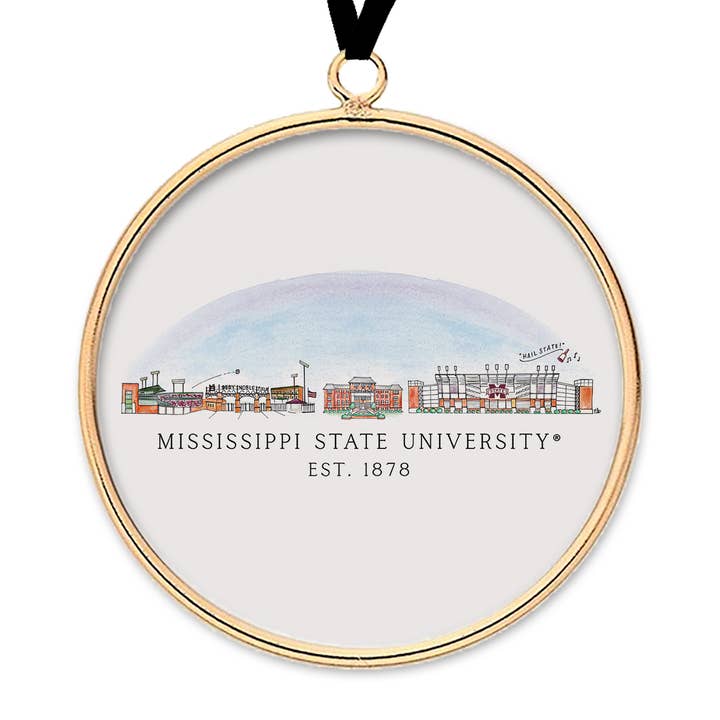 Valiant Gifts Inc – wholesale Prydnad – Mississippi State Skyline Mässing & Glas prydnad0