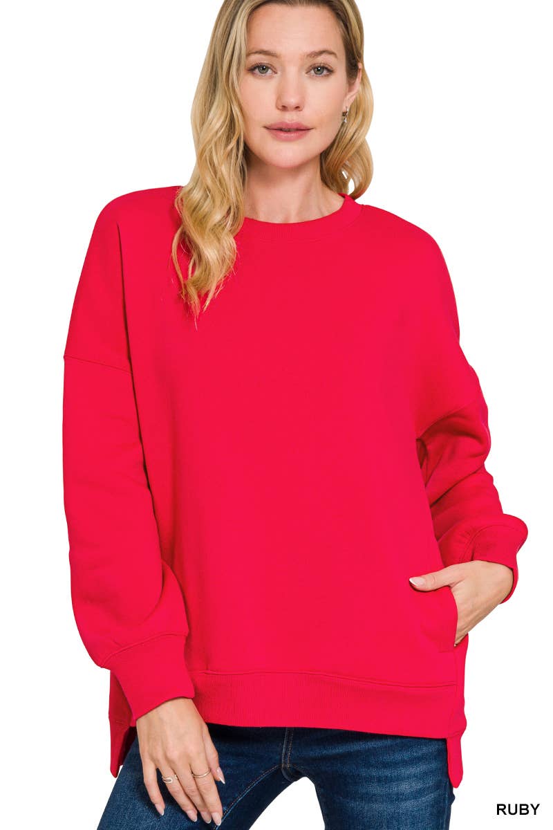 42POPS - Wholesale Sweatshirt - Women's - ',,, Fleece Hi Low Hem Pullover With Pockets104