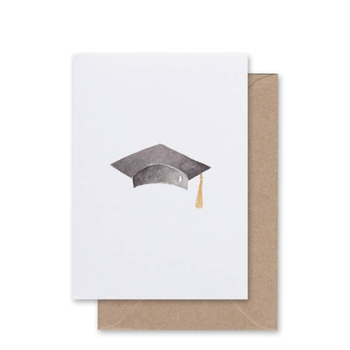 Graduation Hat Watercolor Greeting Card — Blank Inside for wholesale by Daydream Paper Studio