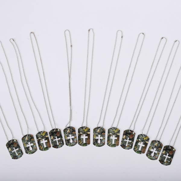 Necklace Dog Tag Camouflage 12 Pk for wholesale by Swanson Christian Products