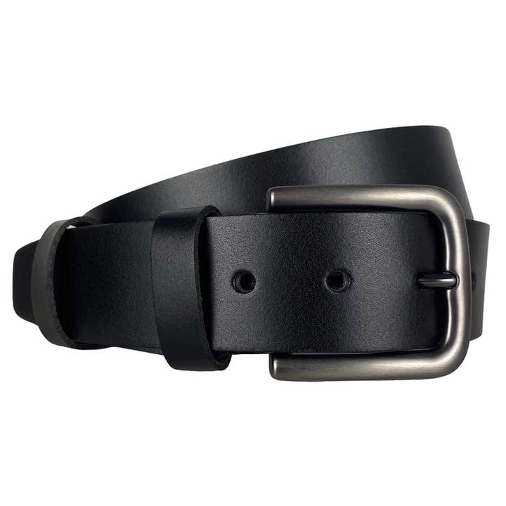 Men's or Women's Belt Black Italian Leather - 4 cm Wide for wholesale by Arrigo