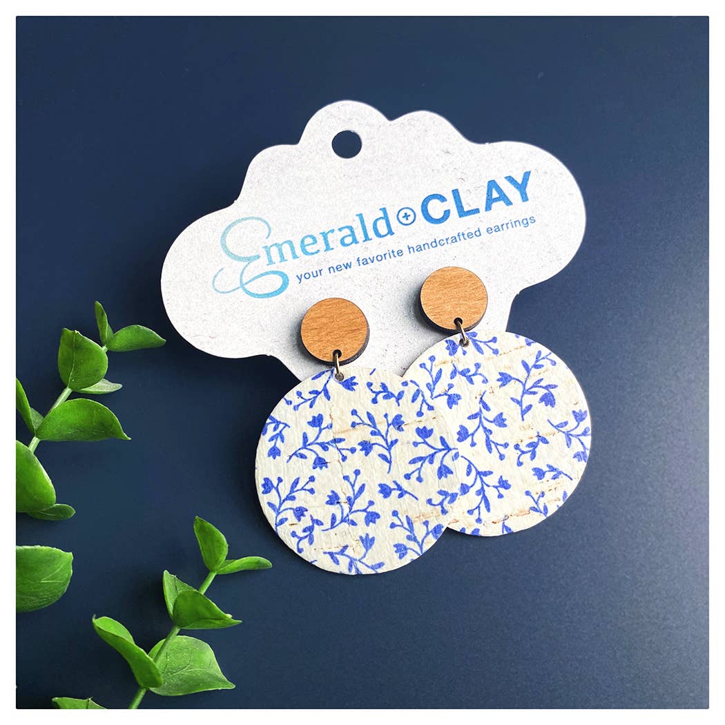Emerald and Clay - Vendita all'ingrosso Orecchini pendenti - Cork Circle + Palo in legno12