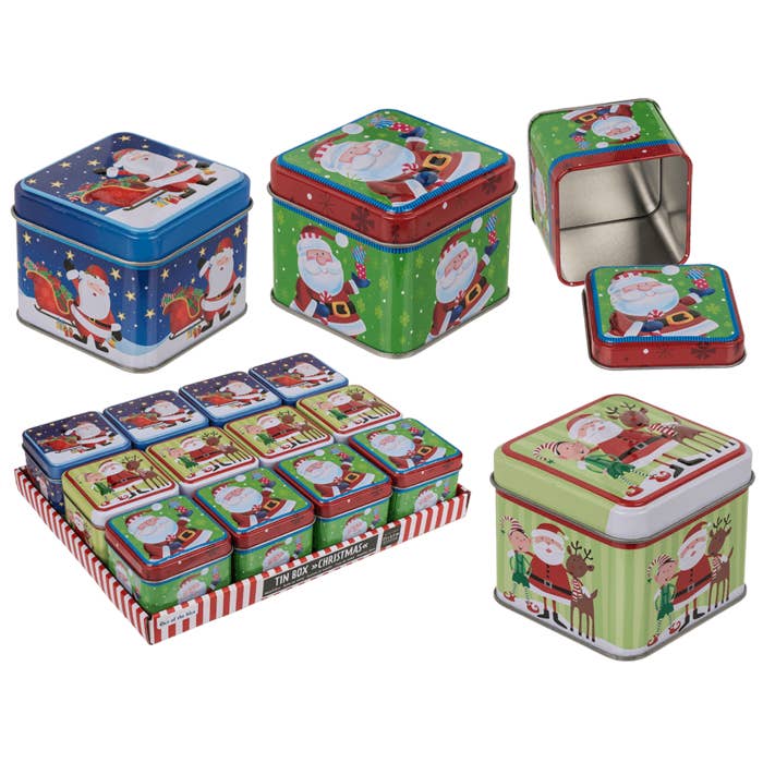 Out of the blue KG - Wholesale Geschenkdoosje - Vierkante blikken doos, kerst,