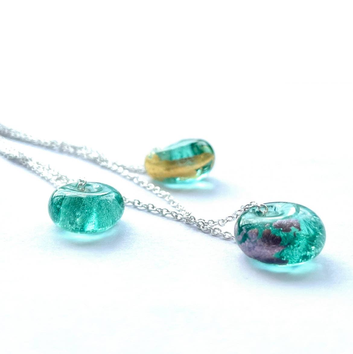 Helen Chalmers - Wholesale Pendant/Charm Necklace - Recycled Whisky Bottle Pendant on Sterling Sliver Chain, Opal Glass and Gold3