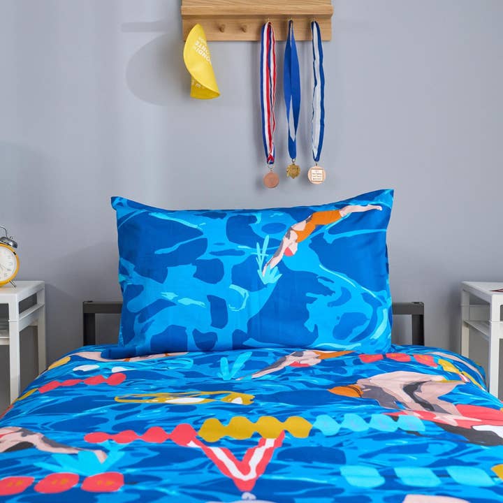 Swimming Kids Quilt Cover Set with Competitive Swimming Tips Booklet for wholesale by Jo's Dreamland