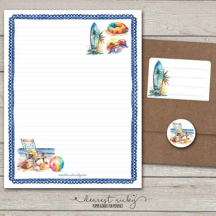 Ensemble de correspondance grand format Beachtime - 21,6 x 28 cm pour la vente par Dearest Nicky