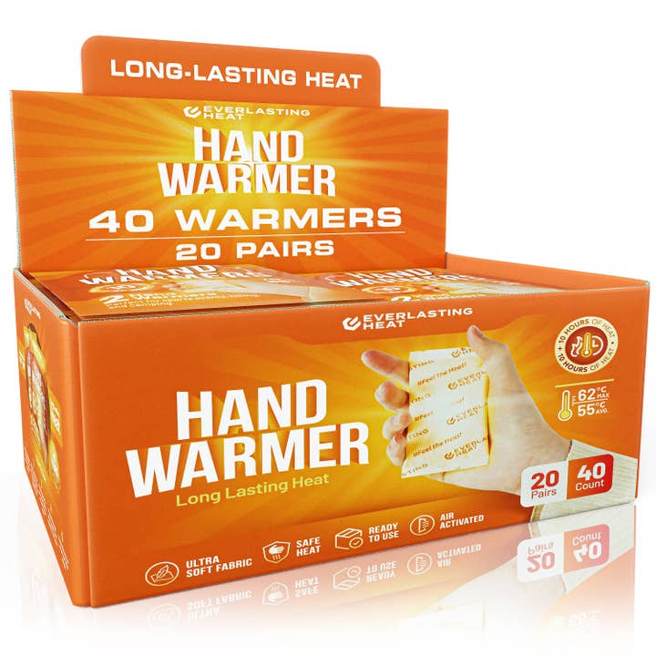 Everlasting Ice RX - Wholesale Hand Warmer - Hand Warmers 20 Pairs (40 Warmers) - Up to 10 Hours of Long Lasting Warmth and Hot Hands - Easy Air Activation for Hands, Body and Feet - TSA Approved